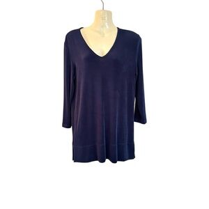 Travelers by Chico's Navy Blue No-Wrinkles Sleek Top Size 0 (Small/4)